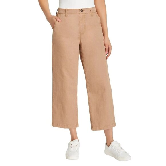 Ella Moss Pants - NEW Ella Moss Women's 6 Wide Leg Crop High-Rise Pants Brown Cotton G1471
